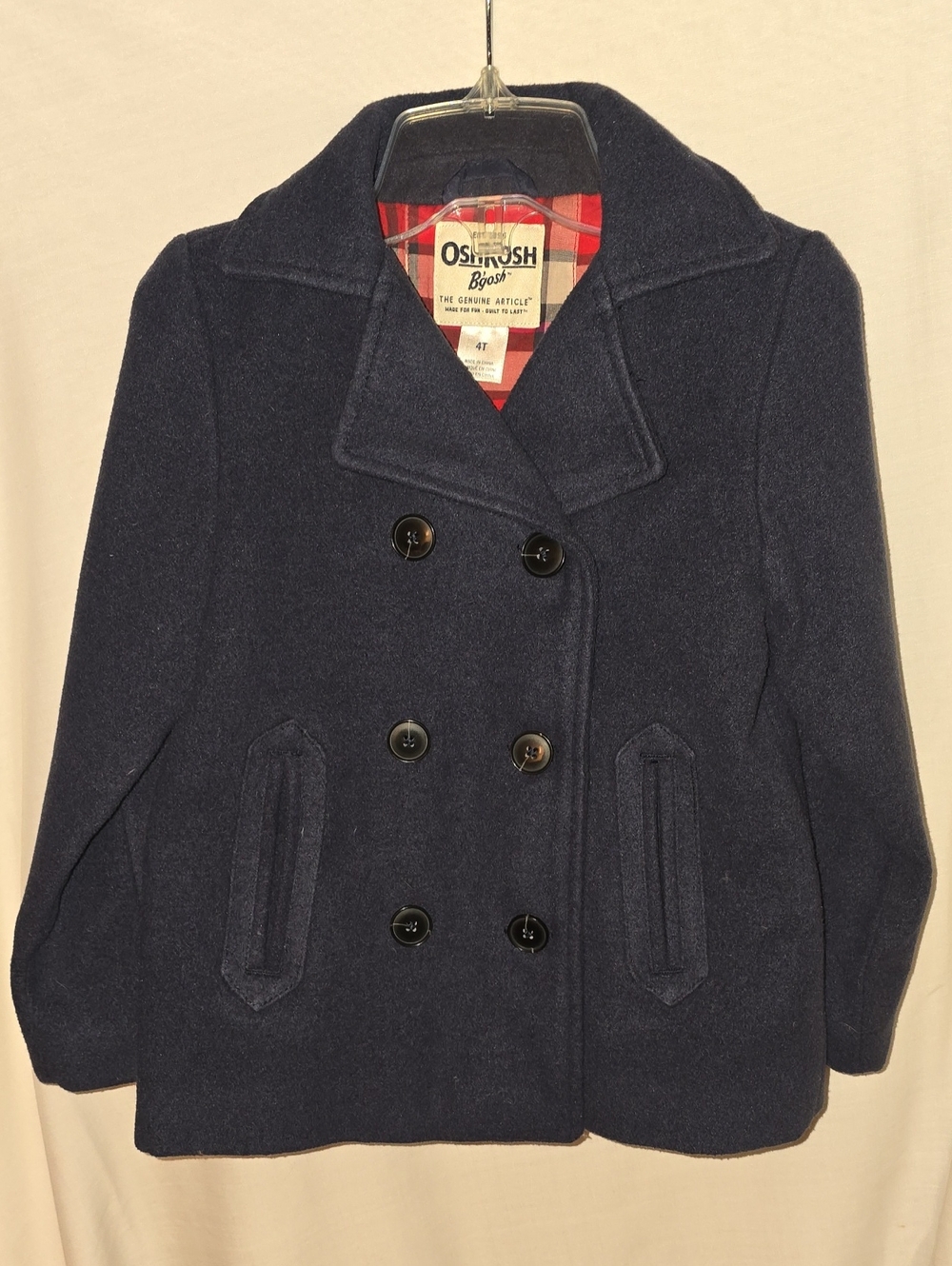 OshKosh B'gosh Dark Navy Double-Breasted Kids Peacoat